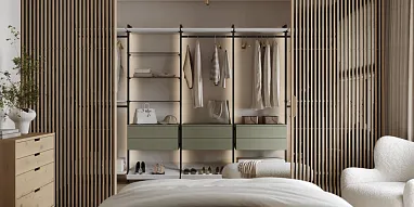 Стеллажная гардеробная система линейная конфигурация 3